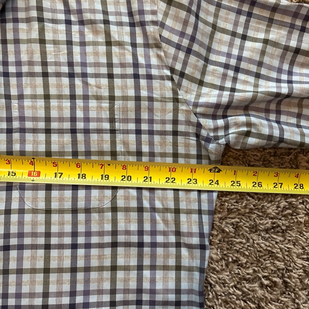 Peter Millar Button Down Blue And Gray Plaid Long… - image 5